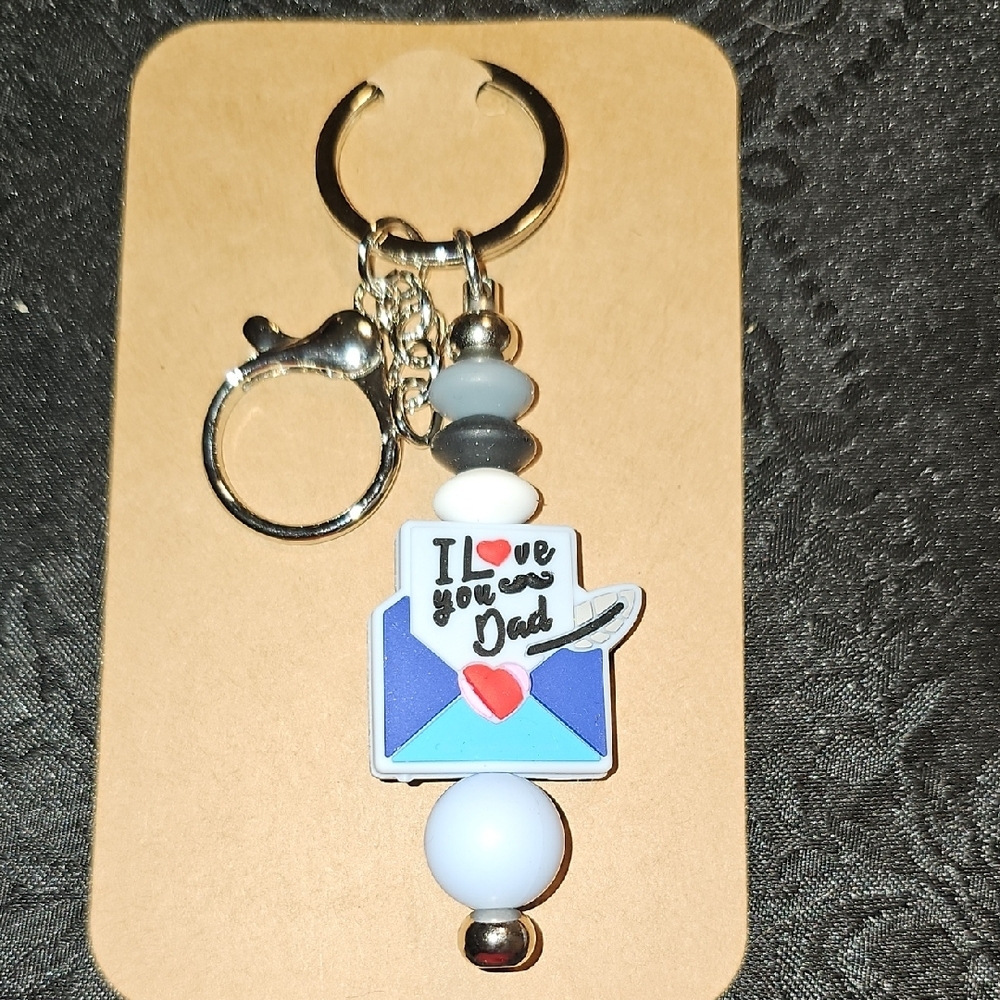 Handbeaded I Love You Dad Keychain